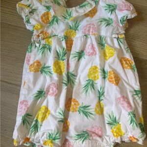 Janie and Jack Pineapple Print One Piece - White, Pink, Yellow, Green